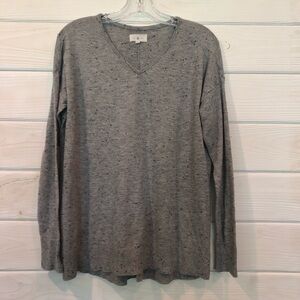 Lou & Grey Men's Small V neck Long Sleeve T Shirt, Heather Gray